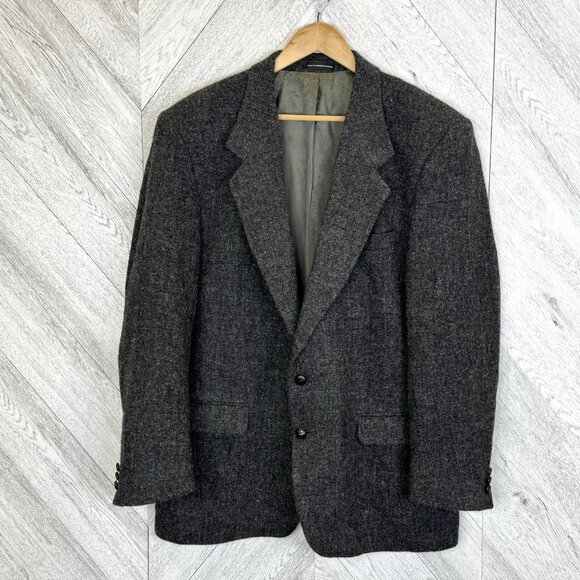 Vintage Harris Tweed Blazer Sport Coat Jacket Mens 44 Tall Wool Retro Hipster - Picture 1 of 6